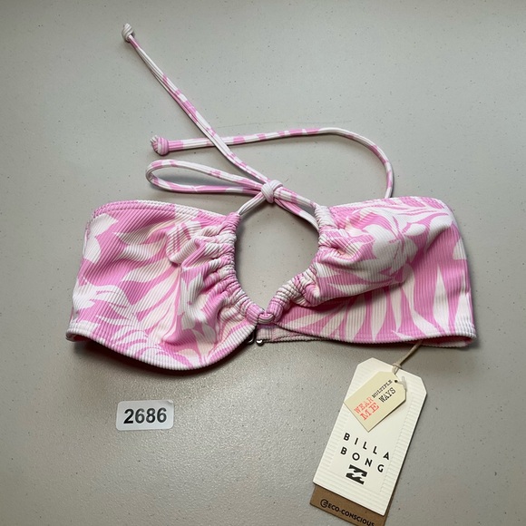 Billabong Other - Billabong Swim Bikini Top Pink Small Sweet Waves Drew Bandeau Tropical New